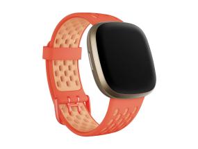 FITBIT Sense & Versa 3, Urheiluranneke, Suuri, oranssi/beige - Kelloranneke