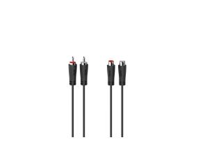 Hama Audio jatkokaapeli, 2 RCA-pistoketta - 2 RCA-liitintä, 3 m, musta - Kaapeli