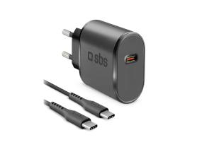 SBS Wall Charger Kit, USB-C, 15 W, musta - Verkkolaite