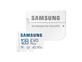 Samsung EVO Plus, microSDXC, 128 GB, valkoinen - Muistikortti ja sovitin