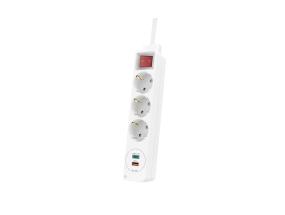 Hama Power Strip, 1,4 m, USB, valkoinen - Jatkojohto