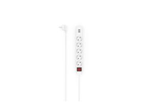 Hama Power Strip, 5-kantainen, 2x USB-A, 17 W, 1,4 m, valkoinen - Jatkojohto