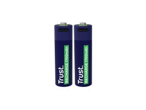 Trust USB-C ladattavat AA-paristot, 2-pack - Ladattavat paristot ja akut