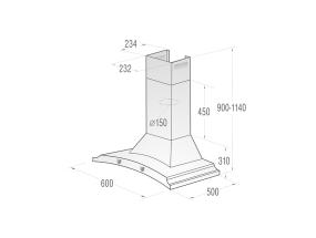 Gorenje, 621 m³/h, leveys 60 cm, musta - Ilmanpuhdistin