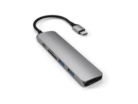 USB-C-jakaja Moniporttinen 4K + SD-lukija Satech