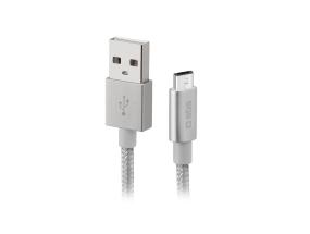 SBS hopea metalli punottu, USB-A - Micro USB, hopea - Kaabel