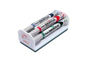 PENTEL Maxiflo S 4-värinen tussisarja, jossa on pidike ja pyyhekumi PENTEL Maxiflo S 4 väriä