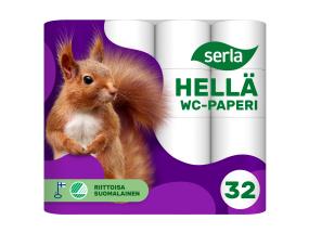 WC-paperia 3-kerroksinen SERLA Orava 32 rullaa valkoinen