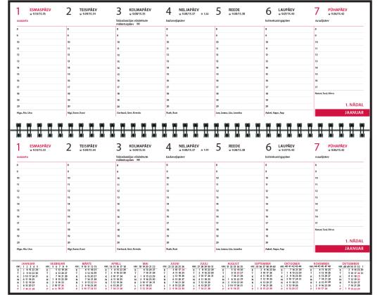 Pöytäkalenteri DUO, avoinna 2 viikkoa kerrallaan, kierresidottu 00305