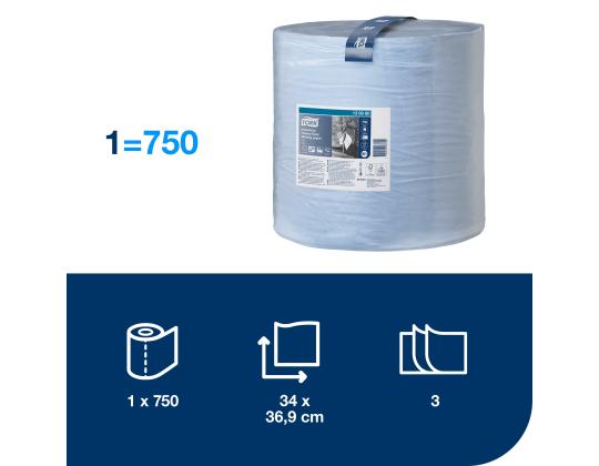 Teollisuuspaperi rullassa TORK Advanced 440 W1 255m 3-layer blue (130080)