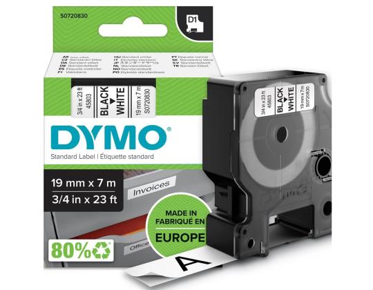 Teippi/merkintäteippi DYMO D1 45803 19mm x 7m musta/valkoinen