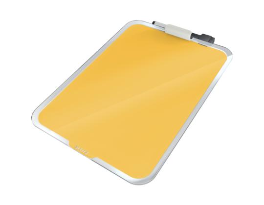 Lasitaulu-magneettitaulu LEITZ Cozy 220x300mm pöytään + keltainen tussi