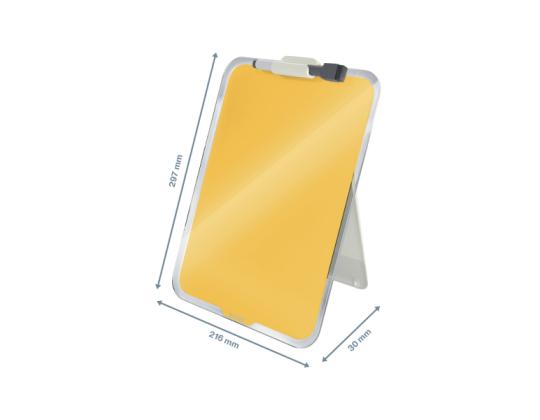 Lasitaulu-magneettitaulu LEITZ Cozy 220x300mm pöytään + keltainen tussi