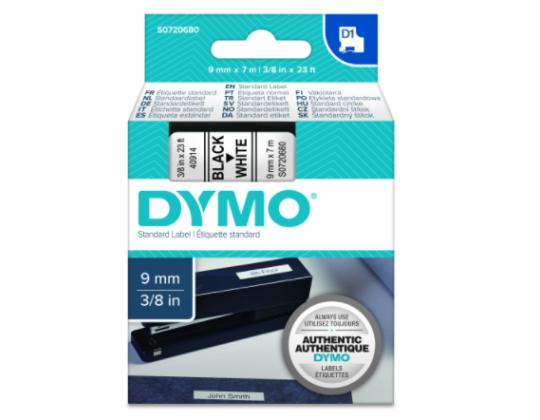 Kleepkirjalint/markeerimislint DYMO 40913 9mm x 7m must/valgel