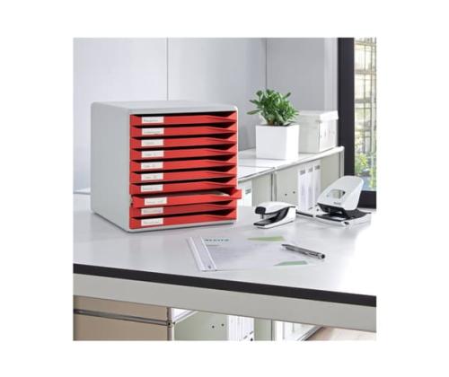Laatikosto 285x290x355 LEITZ 10-laatikkoa A4 punainen
