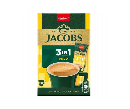 Pikakahvi JACOBS 3in1 Mild 20 x 11,1 g (kahvi, maito, sokeri)