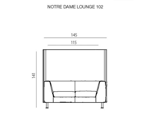 2-istuttava sohva akustisilla seinillä Notre Dame Lounge 102 (BN)