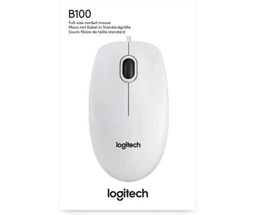 LOGITECH B100 langallinen tietokonehiiri valkoinen