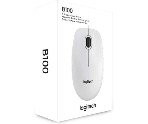 LOGITECH B100 langallinen tietokonehiiri valkoinen