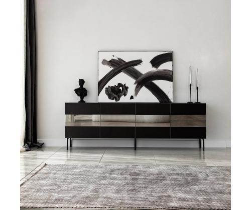 TV-pöytä Leon - Musta, Fume