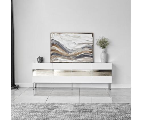 TV-pöytä Leon - Valkoinen, hopea