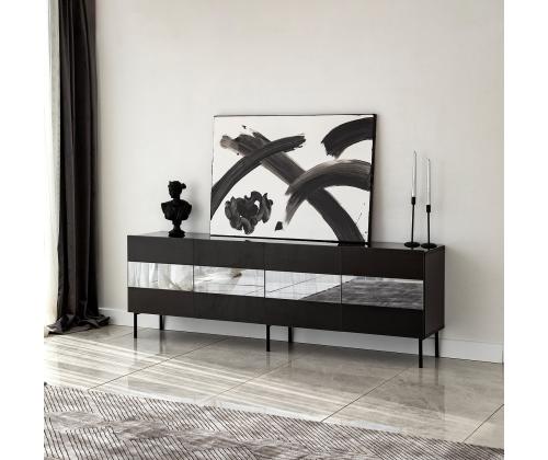 TV-pöytä Leon - Musta, Fume