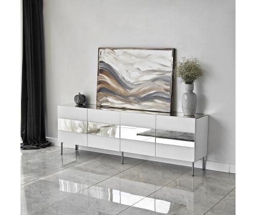 TV-pöytä Leon - Valkoinen, hopea