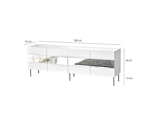TV-pöytä Leon - Valkoinen, hopea