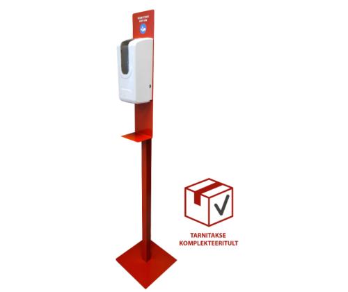 Koskeutusvapaa automaattinen käsidesiannostelija vankalla jalustalla 1L punainen