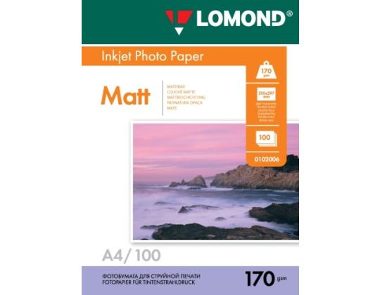 Lomond Photo Inkjet Paper Matte 170 g/m2 A4, 100 arkkia, kaksipuolinen