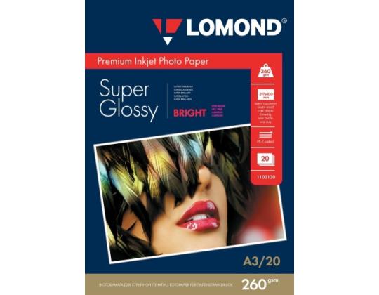 Lomond Premium Photo Paper Super Glossy 260 g/m2 A3, 20 arkkia, kirkas