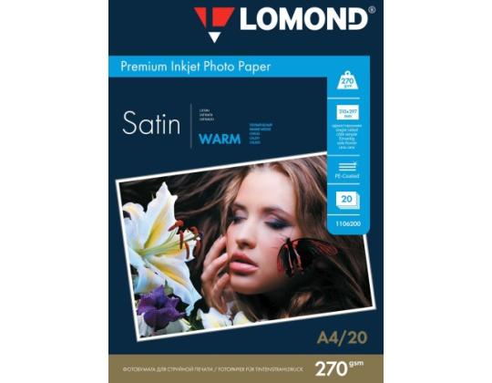 Lomond Premium Photo Paper Satin 270 g/m2 A4, 20 arkkia, lämmin