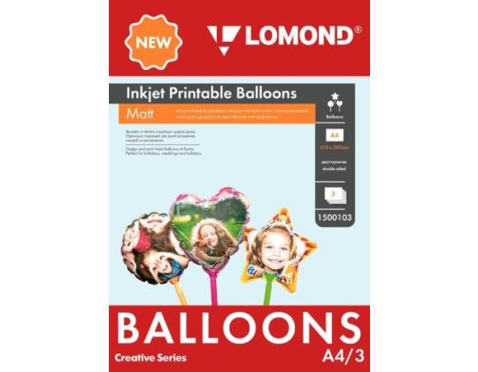 Lomond Inkjet Printable Baloons A4, 3 arkkia (pallo/sydän/tähti) kaksipuolinen