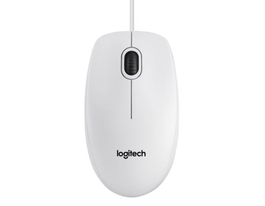 Logitech B100 langallinen hiiri, USB Type-A, optinen, 1000 DPI, valkoinen