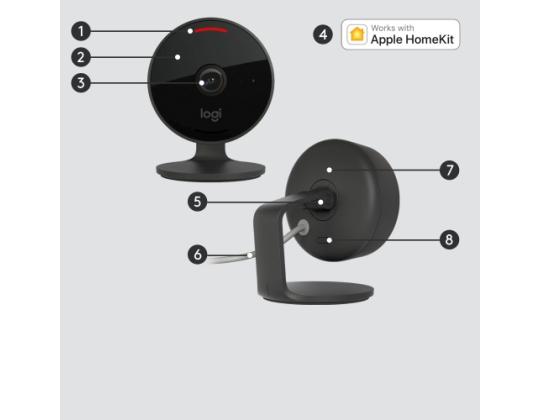 Logitech Circle View -kamera Langallinen turvakamera, FHD 1080p, 180°, Wi-Fi, musta