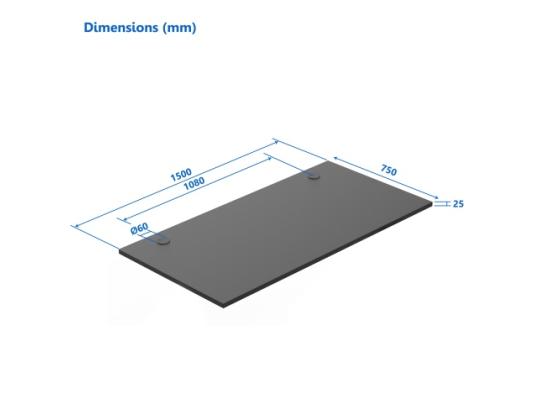 Laminoitu lastulevy Pöytälevy Up Up, musta 1500x750x25mm