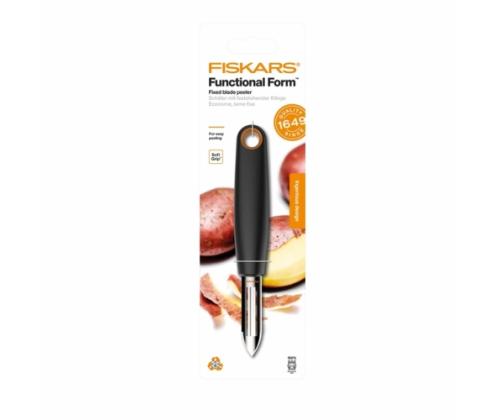 Fiskars Functional Form 1014418 Kiinteä teräinen kuorimaveitsi, musta