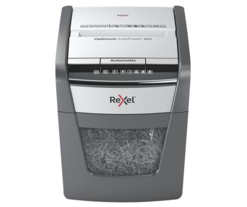 Rexel Optimum AutoFeed+ 50X paperisilppuri Ristikkäisleikkaus 4x28mm P-4 20L 55dB (SPEC)