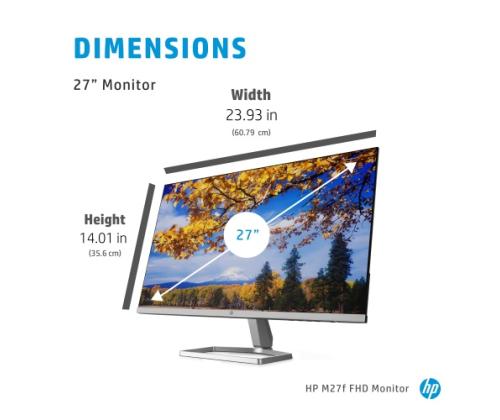 HP M27f -näyttö 27" (68,6 cm) IPS, FHD 1920x1080, 5ms, 300 cd/m2, 75Hz, musta/hopea