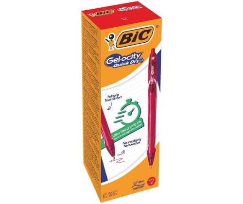BIC Gell Pen Gelocity QUICK DRY punainen, laatikko 12 kpl. 494671