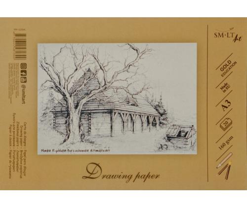 Piirustus- ja luonnostelupaperi SMLT A3, 160 g/m2, 20 arkkia, liimattu