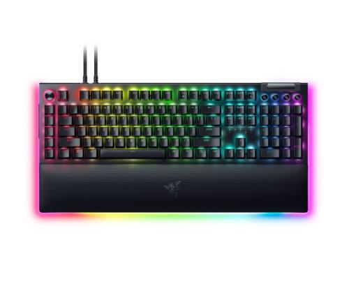 Razer BlackWidow V4 Pro -pelinäppäimistö langallinen, USB QWERTY, US, vihreä kytkin, musta, musta