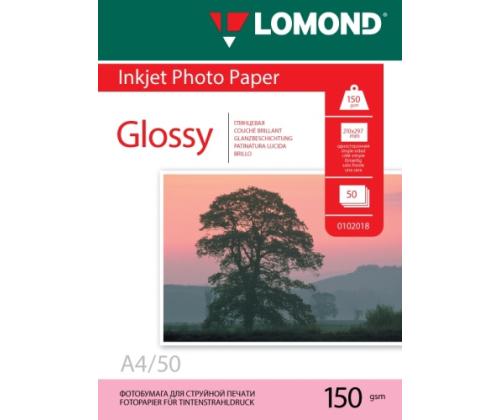 Lomond-valokuvamustesuihkupaperi Glossy 150 g/m2 A4, 50 arkkia