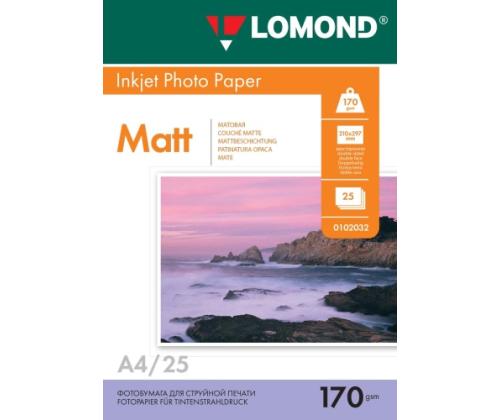Lomond Photo Inkjet Paper Matte 170 g/m2 A4, 25 arkkia, kaksipuoleinen paperi