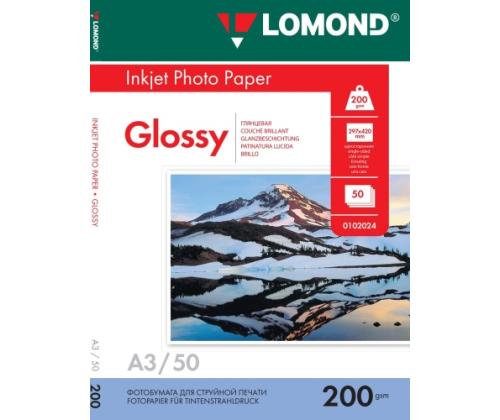 Lomond Photo Inkjet Paper Glossy 200 g/m2 A3, 50 arkkia