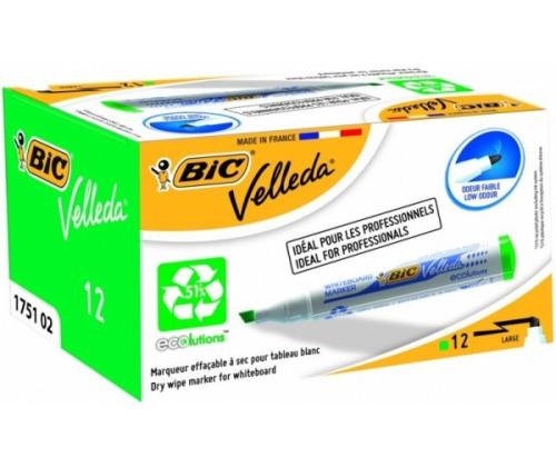Valkotaulumerkki BIC Velleda, 3,7-5,5 mm kartiomainen kärki, vihreä 1 kpl