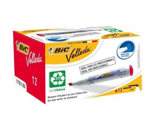 Tahvlimarker BIC Velleda, 3,7-5,5 mm kartiomaiset ots, punainen 1 tk