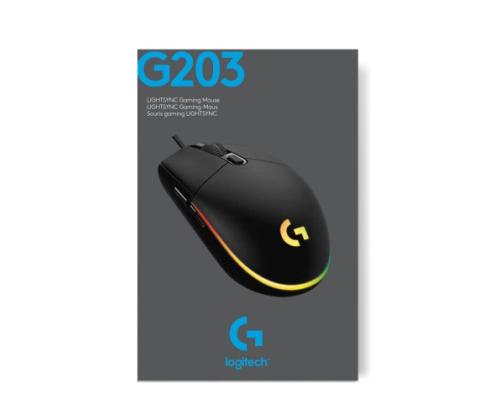 Logitech G203 Lightsync langallinen pelihiiri USB-A, 8000 DPI, musta