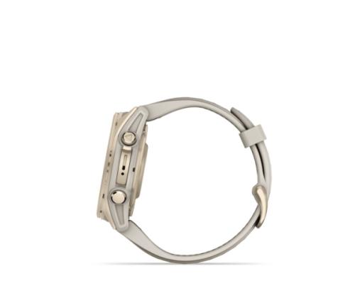 Garmin Fenix 8 älykello 43 mm AMOLED Sapphire,pehmeä kulta,sumunharmaa/tumma hiekkakivi silikoniranneke