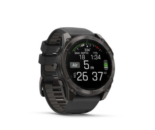 Garmin Fenix 8 älykello 51 mm AMOLED Sapphire,Hiiliharmaa DLC,Musta / Pebble harmaa silikoniranneke